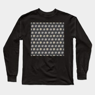 White asters on dark gray Long Sleeve T-Shirt